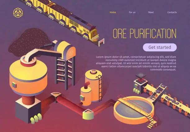 Vector illustration of Ore Purification at Metallurgy Foundry Banner