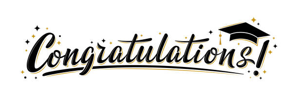 ilustraciones, imágenes clip art, dibujos animados e iconos de stock de "felicitaciones!" signo de saludo. felicidades graduado. - congratulations