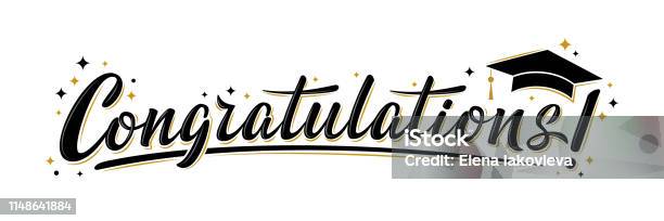 Congratulations Greeting Sign Congrats Graduated Stock Illustration - Download Image Now