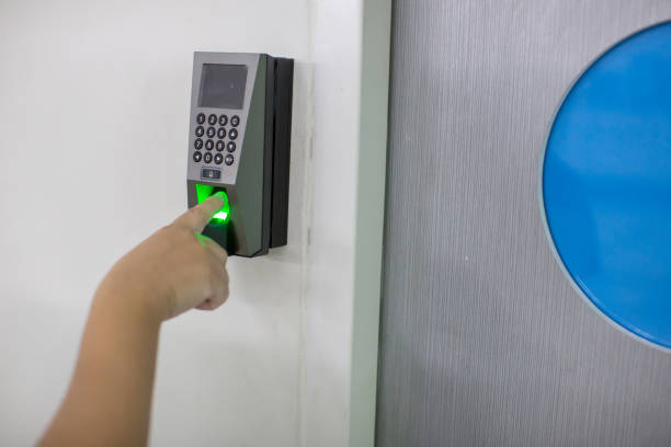 istock Finger scan on machine Security concept and safety. soft focus on hand scanning finger on machine concept. 1148643465