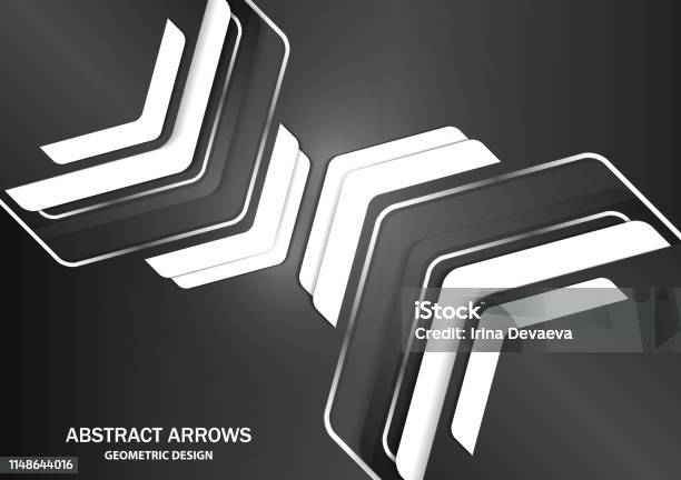 Corporate Background With Metal Colored Arrows And White Arrows Abstract Template With A Clean Minimal Style Stock Illustration - Download Image Now