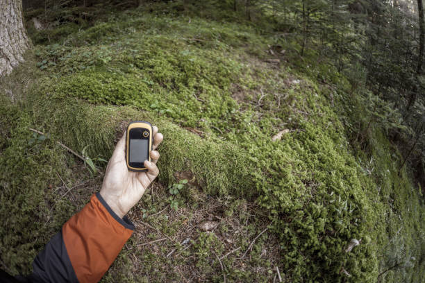 istock A trekker using gps among the forest in a cloudy day 1148645068