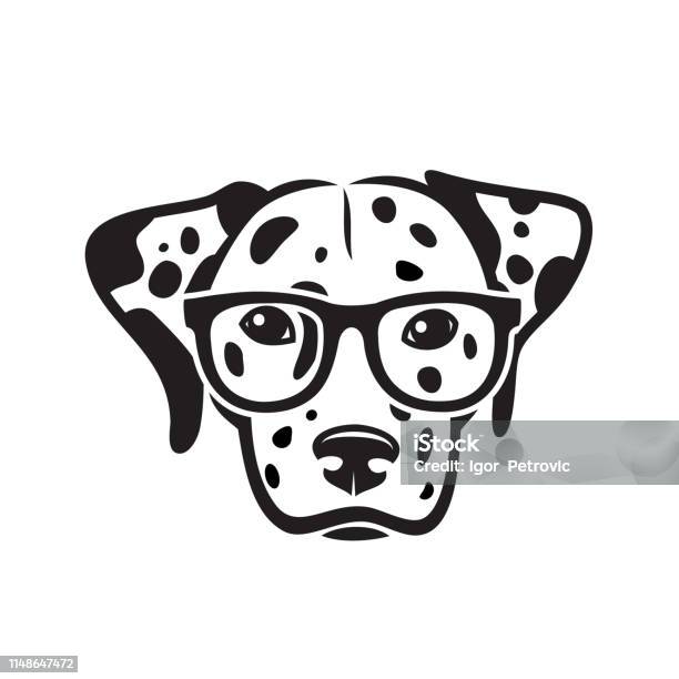 Dalmatian Dog Wearing Eyeglasses Vector Illustration Stock Illustration - Download Image Now