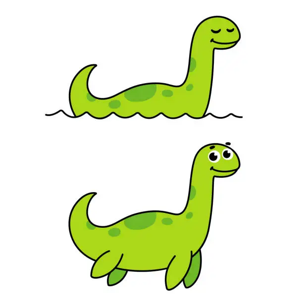 Vector illustration of Cute cartoon Loch Ness monster