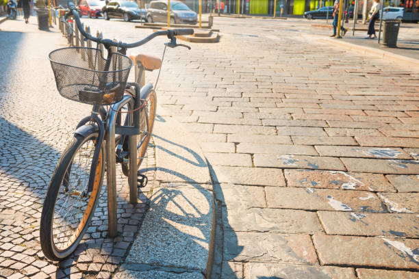 istock Bicycle parked on city street 1148650193