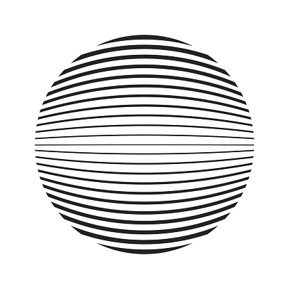 ball or sphere shape with variable thickness lines. striped texture with copy-space for you logo design.