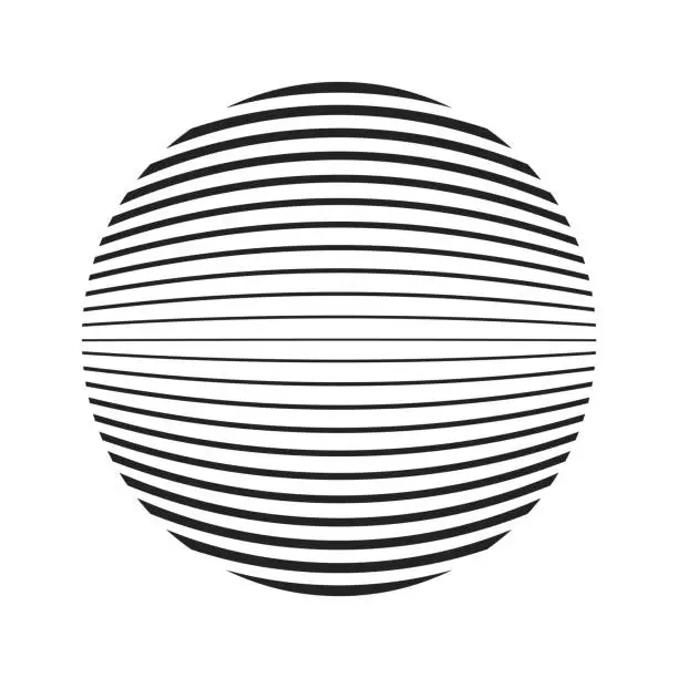 Vector illustration of ball or sphere shape with variable thickness lines