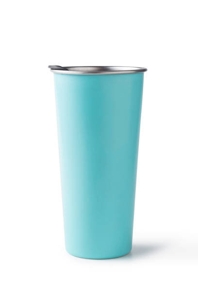 istock Blue aluminium water glass isolated white background with clipping path 1148651677