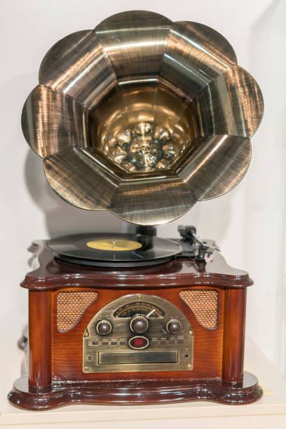 istock Modern gramophone. Turntable vinyl record player. vertical photo 1148653133