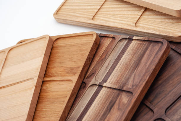 istock Shaped wooden boards in row on white background 1148655507