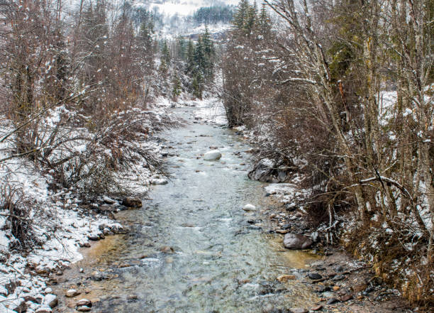 istock Looking down the Schmittenerbach in wintery scene 1148655534