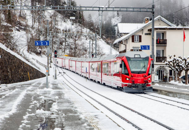 Train arriving at Filisur