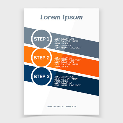 Brochure cover or web banner design with numbered steps. Vector illustration