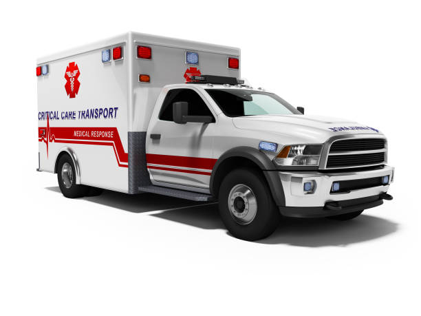 istock Ambulance car for transportation of patients 3d render on white background with shadow 1148660370