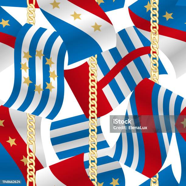 Pattern Background For Flag Flags And Chains Vector Fashion Seamless Pattern Stock Illustration ...