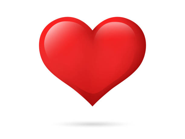 흰색 배경에 고립 된 심장입니다. 붉은 색입니다. 사랑 기호입니다. 발렌타인 데이. 아이콘 또는 로고. 심플 모던 한 디자인이 귀여운. 아름 다운 그라데이션. 평면 스타일 벡터 일러스트입니다. - 하트 stock illustrations