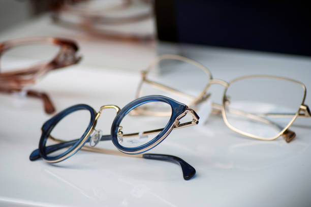 eyeglasses collection in store showroom stock photo
