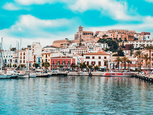 ibiza town,dalt vila, spain - ibiza town imagens e fotografias de stock