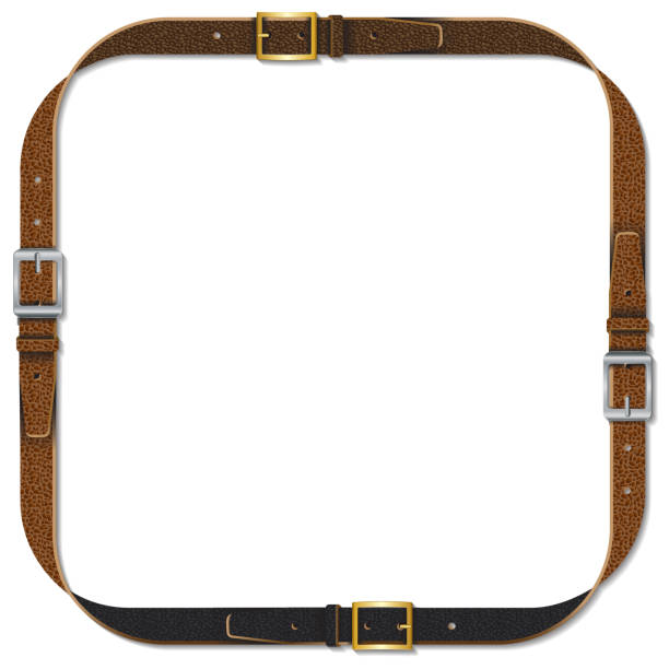 Leather belts of different textures combined into one whole frame, isolated on a white background. Use for your texts