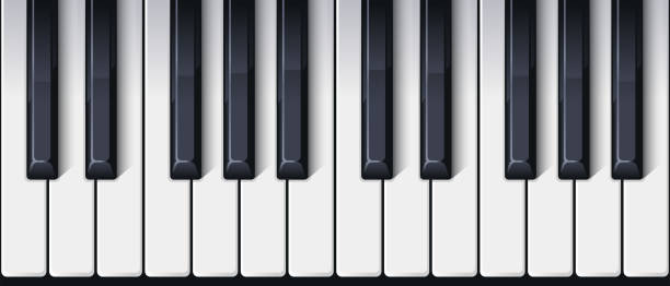bàn phím piano liền mạch. chế độ xem trên cùng. phím piano chi tiết thực tế. thiết kế đẹp đơn giản. nền tảng âm nhạc. nhạc cụ. minh họa vector kiểu phẳng. - dương cầm bàn phím âm nhạc hình minh họa sẵn có