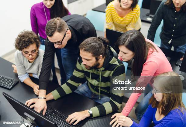 Young People In Programming School Stock Photo - Download Image Now ...