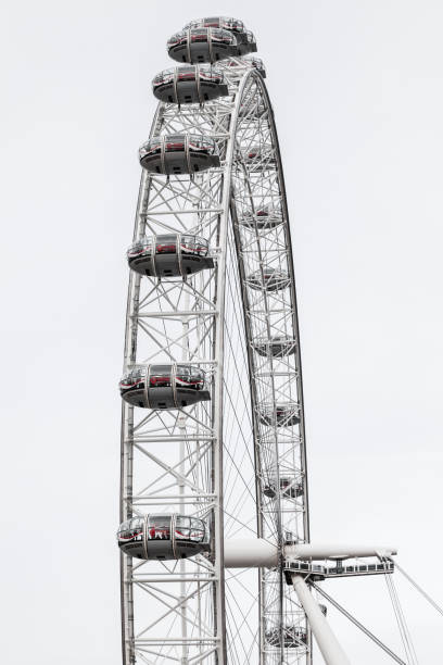 London, United Kingdom - October 31, 2017: London Eye giant Ferris wheel mounted on the South Bank of River Thames in London, vertical photo