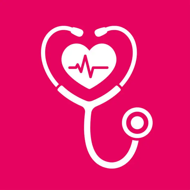 Vector illustration of Stethoscope heart icon