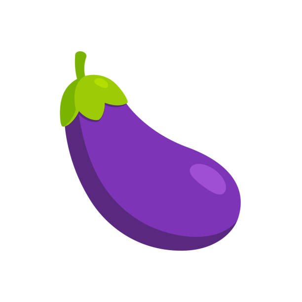 Cartoon eggplant emoji icon vector art illustration