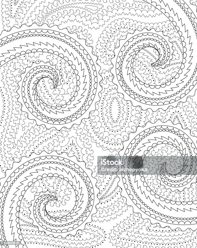 Abstract background for coloring book. Abstract background for adult coloring book with marine elements. Vector illustraton. Abstract stock vector