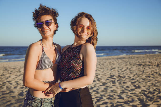 Female couple is enjoying beach holiday