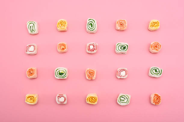 istock Turkish sweets of different colors on pink 1148677434