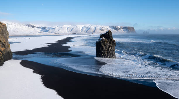 istock Cape Dyrholaey on a winter day with snow-covered coastline, Iceland 1148678059