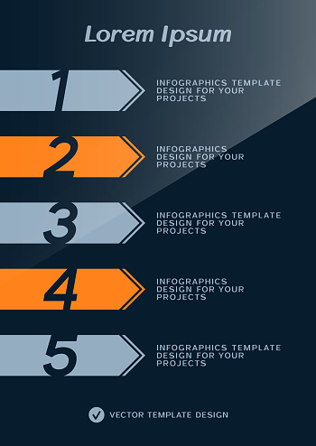 Brochure cover or web banner design with numbered steps. Vector illustration