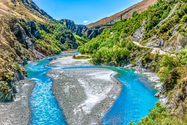 Photo of New Zealand South Island-rafting start point at Deep Creek in the Shotover River on Skippers Canyon Road north of Queenstown in the Otago region