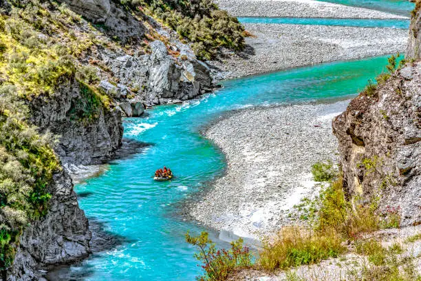 New Zealand South Island - White water rafting on the Shotover River on Skippers Canyon Road north of Queenstown in the Otago region