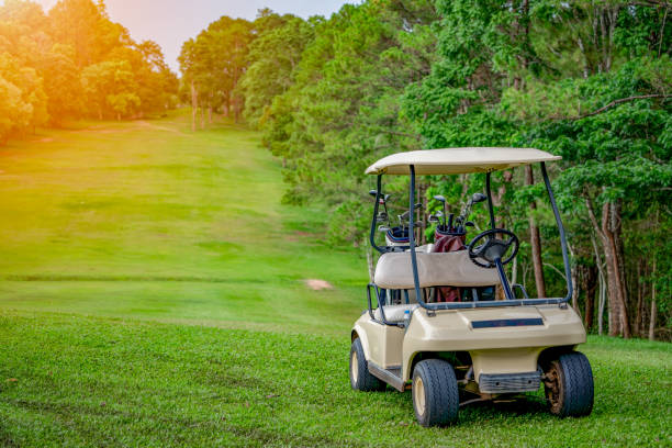 istock Golf cart on beautiful fairway golf course 1148679349