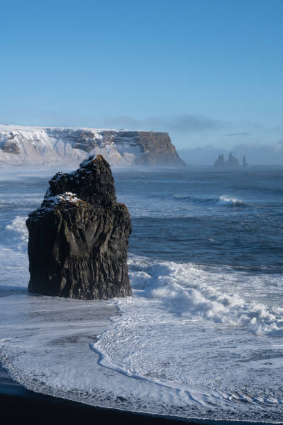 istock Cape Dyrholaey on a winter day with snow-covered coastline, Iceland 1148680206