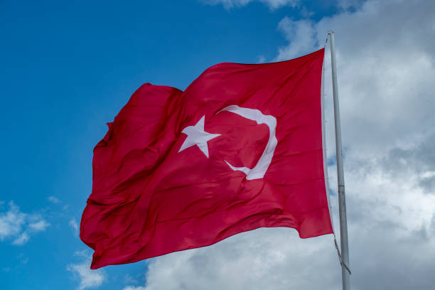 istock Turkish flag waving on the wind 1148681385
