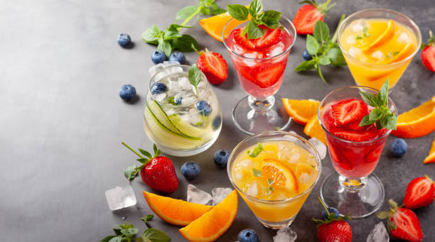 istock Assortment summer non-alcoholic cocktails 1148682319