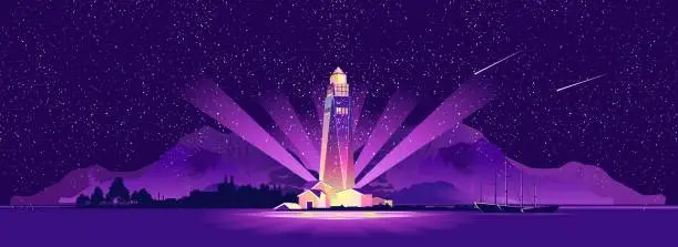 Vector illustration of Lighthouse hope sailor