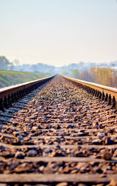 istock railway tracks with a beautiful pastel sunset 1148685332