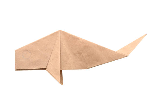 Origami animal: A whale paper isolated white background