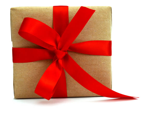 istock A vintage gift box isolated white, wrapping with red ribbon bow 1148688710