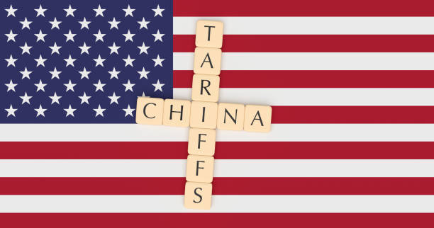 istock Letter Tiles Tariffs And China With US Flag, 3d illustration 1148695448