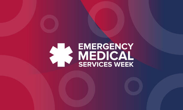 emergency medical services week im mai. in den vereinigten staaten wird jährlich gefeiert. medizinisches konzept. pflege und gesundheit. poster, karte, banner und hintergrund. vektorabbildung - week stock-grafiken, -clipart, -cartoons und -symbole