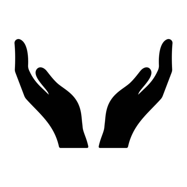 Hands icon. Cupped hands vector Hands icon. Cupped hands vector hands cupped stock illustrations