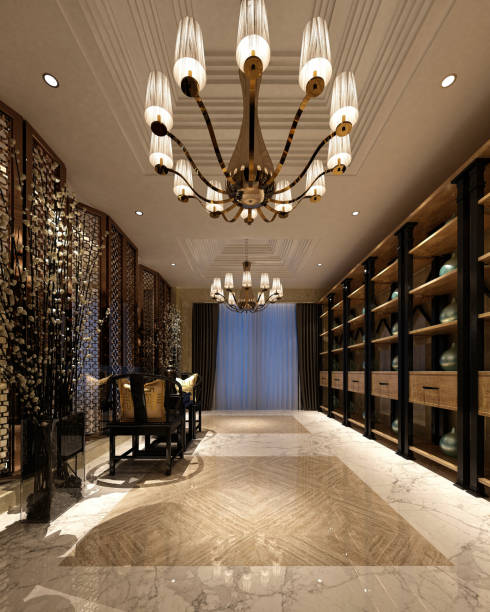 istock 3d render of luxury hotel lobby and reception 1148704963