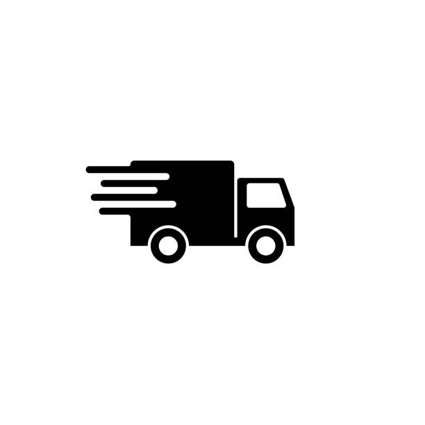 lkw-sicon-vektor. lieferwagen, servicekonzept, minimalistisches schild isoliert auf weißem hintergrund. trendiger flat stil für grafik-design, website, ui. - delivering freedom shipping truck stock-grafiken, -clipart, -cartoons und -symbole