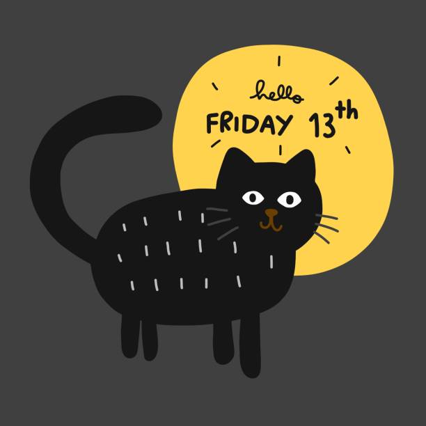 Friday 13th black cat and full moon cartoon vector illustration Friday 13th black cat and full moon cartoon vector illustration friday the 13th vector stock illustrations