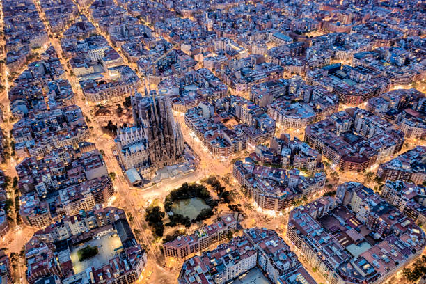 istock Barcelona aerial view from the high 1148710701
